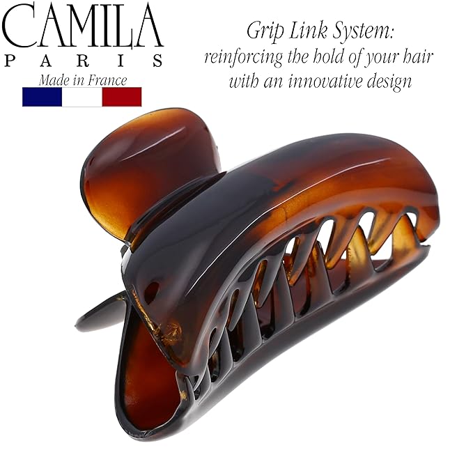 Camila Paris MP3 French Hair Clip for Women, Girls Hair Claw Jaw. Tortoise Shell Fashion Durable and Styling Hair Accessories for Women, No Spring Grip Link System, Strong Hold No Slip, Made in France