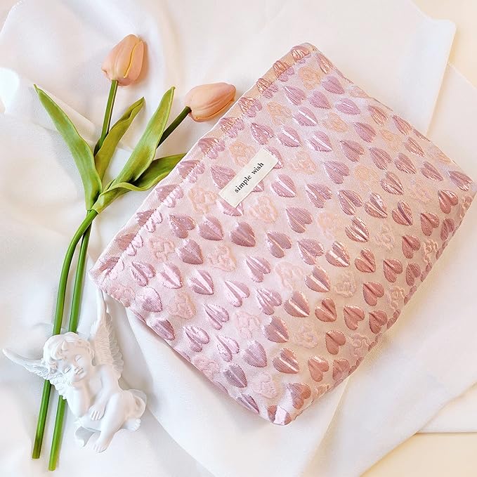 STARDW Cute Makeup Bag Aesthetic Cosmetic Bags for Women Girls, Travel Toiletry Bag Large Capacity Zipper Makeup Pouch, Purse Organizer Pouches,Canvas Lining