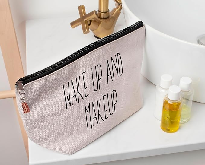 Stylish Makeup Bag Organizer | Perfect 100% Cotton Canvas Cosmetic Bag Ideal for Travel and for Cute Gifts