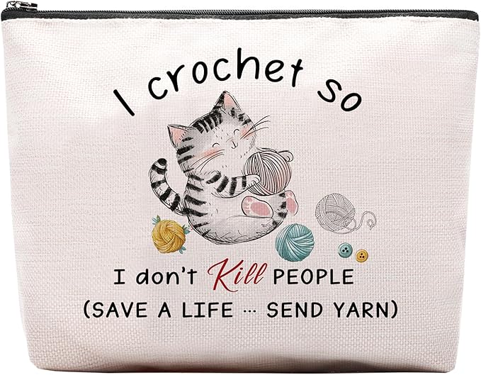 Crocheting Gifts for Crocheters Accessories Makeup Bag, Gifts for People Who Like crocheting, Crocheter Knitting Supplies Stuff Things Gadgets, Small Crochet Gift Bag Cosmetic Bag Pouch