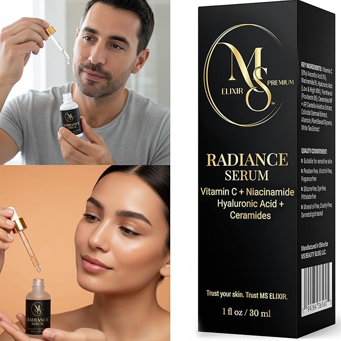 New Facial Serum for Sensitive Skin,Vitamin C, Hyaluronic Acid & Niacinamide, Hydrating Anti-Aging Formula 1 fl oz (30 ml)