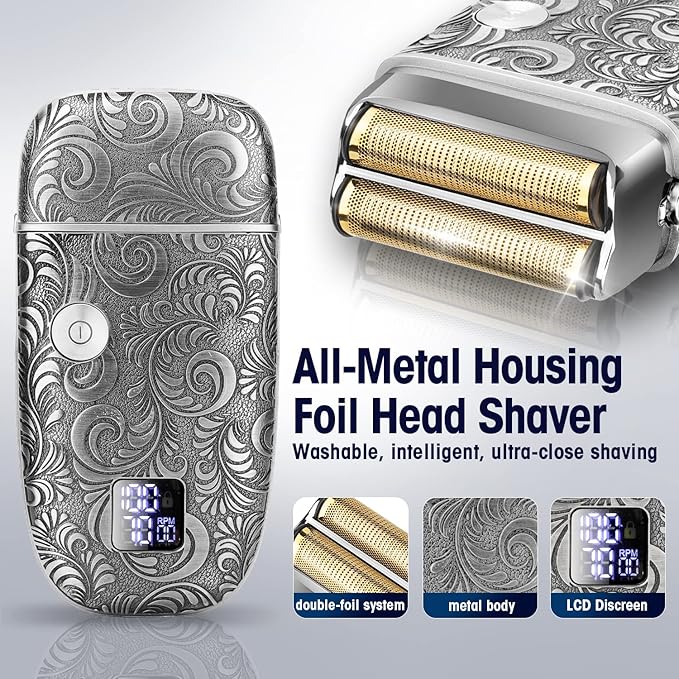 Foil Shavers for Men Electric Razor, Clippers and Trimmer for Men with LED Display, Waterproof