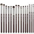 Jessup Eye Makeup Brushes Set Professional 15pcs Brown Eyeshadow Brush Eyebrow Concealer Eyeliner Blending Brush for Makeup Premium Synthetic Eye Brush Set, T499