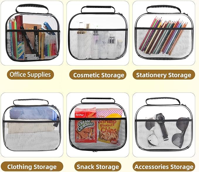 3 Pack Clear Hard Shell Zipper Case, Clear Makeup Bags with Handle, Hard Shell Travel Case, Waterproof Diaper Bag Organizing Pouches, Toiletry Bag for Travel, Hard Shell Zipper Case for Snacks
