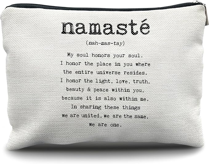 Nogrit yoga gifts for women,yoga gifts for yoga instructor, unique yoga gifts for yoga teacher Yoga Makeup Bag, Namaste Meaning Mindfulness Makeup Travel Toiletry Bag,Gifts for Yoga Lovers