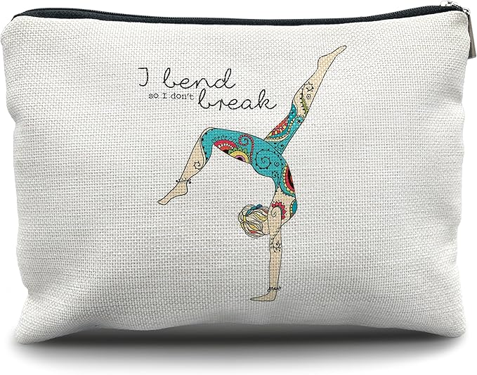 Nogrit Yoga Quotes Makeup Cosmetic Bag,I Bend so I Don't Break Cartoon Tattoo Yoga Dance Girl Makeup Travel Toiletry Bag,Gifts for Yoga Lovers Enthusiasts Meditation Lovers Girls Women