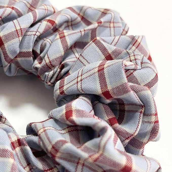 Headband and Scrunchie Set for Women 2Pack Hair Ties for Girls Elastics Bands Ponytail Holder Hair Accessories Red Lattice