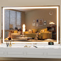 Hasipu Vanity Mirror with Lights, 50" x 34" LED Makeup Mirror, Lighted Makeup Mirror with Dimmable 3 Modes, Touch Screen Control Vanity Mirror Square White