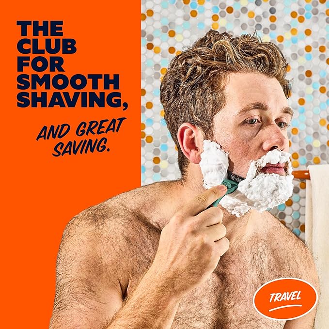 Dollar Shave Club | Travel Shave Set | 4 Swift Rinse Refill Cartridges, 1 Handle (Green), 1 Razor Cover