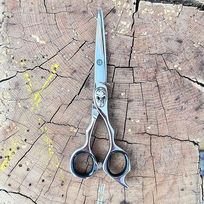 Saki Tachi Skull Screw Barber Shears/Scissors - 6 Inch Professional Barber Hair Scissors for Men - Japanese Steel