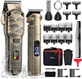 Hatteker Professional Hair Clippers for Men Beard Trimmer Clippers and Trimmer Set Waterproof T-Blade Trimmer Cordless Grooming Kit Nose Body Hair Trimmer Barber Clippers Hair Cutting Kit