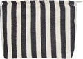 PAZIMIIK Makeup Bag Large Cotton Zipper Pouch for Purse Travel Canvas Make Up Organizer for Women Cosmetic,Stripe Black White