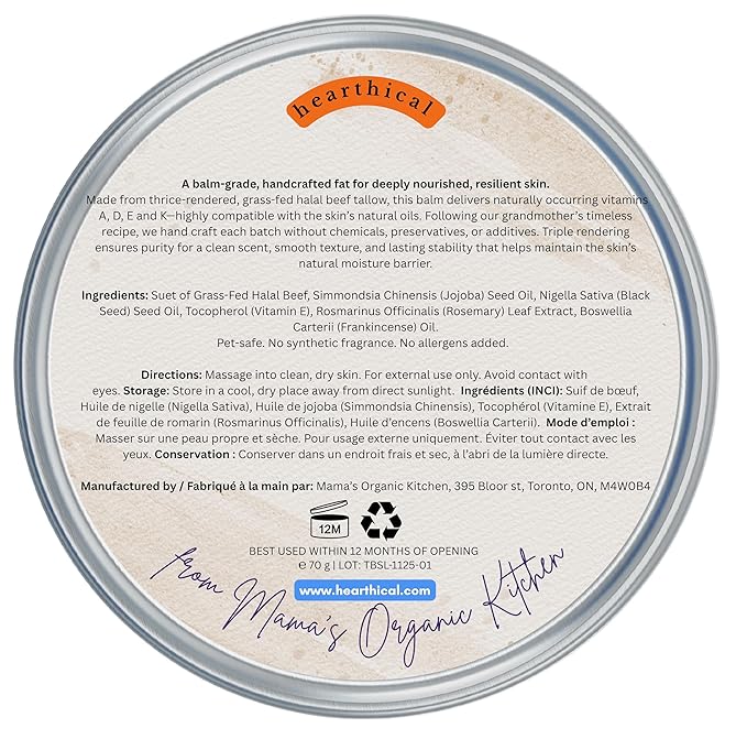 Halal Grass Fed Beef Tallow For Skin – 70g Organic Beef Tallow Moisturizer – Beef Tallow Face Moisturizer & Beef Tallow Face Cream – Pure Beef Tallow Balm with Black Seed and Jojoba