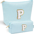 YOOLIFE Monogram Cute Initial Makeup Bag - Personalized Cosmetic Toiletry Pouch Make Up Case for Women, Her Best Friend, Sister, Teacher, Birthday Gifts
