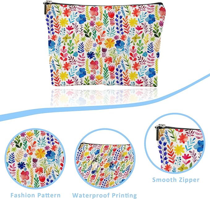 Makeup Bag Colorful Leaves Cosmetic Bag Mini Portable Travel Toiletry Bag Organizer Makeup Brushes Aesthetic Accessories Waterproof Storage Bag for Women