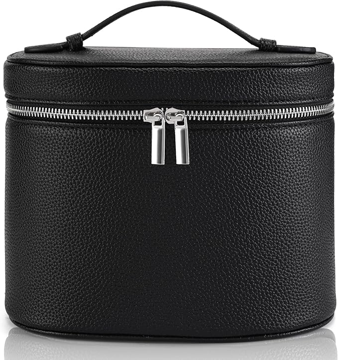 Makeup Bag Vanity Case Cosmetic Bag with Removable Divider Travel Toiletry Bag for Women Portable Make up Box Organizer, Black