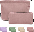 MAGEFY 2 Pcs Makeup Bags for Women, Corduroy Make up Bag for Purse Travel Makeup Bag Small Cosmetic Bags with Zipper Makeup Pouch for Travelling - Dusty Pink