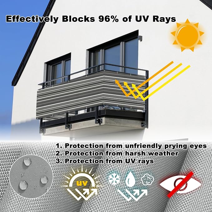 Privacy Fence 8.2' x 16.4' Durable UV-Resistant Patio Privacy Screen, Included - Image 4