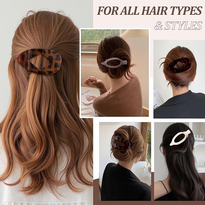 Lourny Flat Hair Clips for Women, 6PCS Flat Claw Clips for Thin Hair Lightweight Non-Slip Claw Clips for Women