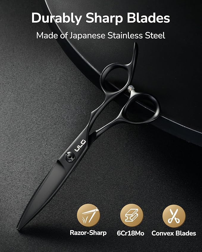 ULG Hair Cutting Scissors – Professional Stainless Steel with Teflon Coating, Ergonomic Offset Handle, Precision Blade for Layers & Detail, Ideal for Barbers Willow Leaf Shears