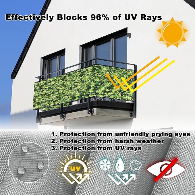 Balcony Privacy Screen 2' x 49.2' Durable and UV Resistant Outdoor Privacy - Image 4