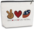 Football Travel Pouch Flag Football Bag Football Gifts Football Mom Gifts C Team Coach Gifts Sport Fans Gifts for Football Lovers Players Birthday Gifts - Peace Love Flag Football