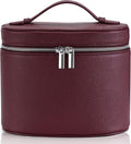 Makeup Bag Vanity Case Cosmetic Bag with Removable Divider Travel Toiletry Bag for Women Portable Make up Box Organizer, Burgundy