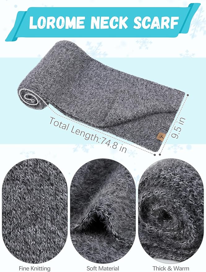 Winter Beanie Hat Scarf Gloves, Warm Fleece Knit Hat Long Scarf Neck Warmer Touch Screen Winter Gloves Set Gifts for Women