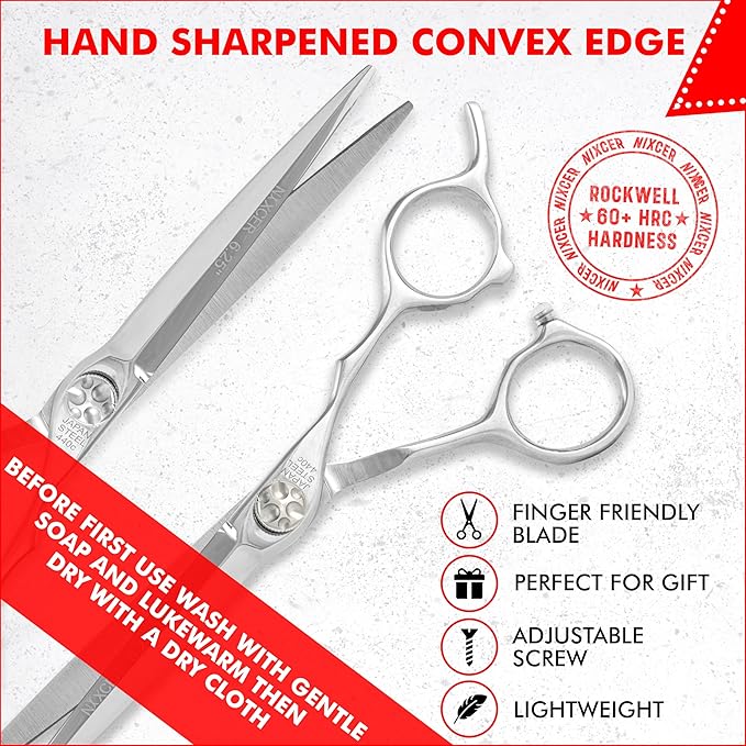 Professional Series - 6.25" Arc Convex Edge Blade With Sharpness Hair Cutting Scissors 440C Japanese Steel, Featuring Long-Lasting Sharpness Silver