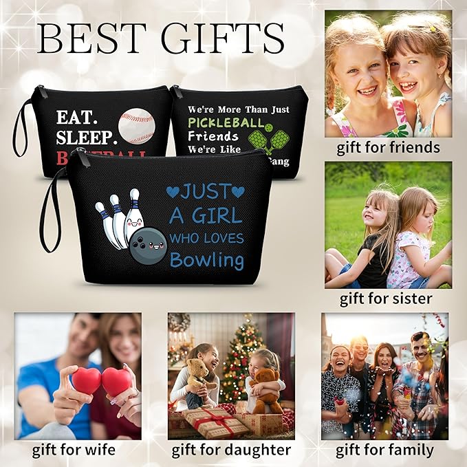 Bowling Gifts for Women,Funny Bowling Gifts,Just A Girl Who Loves Bowling,Small Cosmetic Makeup Bag,Birthday Gifts for Women Her Bff Bestie Best Friend Sister,Bowling Accessories