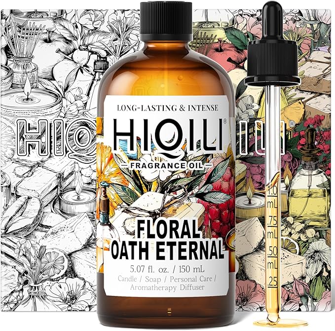 HIQILI Floral Oath Eternal Fragrance Oil, Jasmine & Peach Scents, Perfect for Soap & Candle Making, Essential Oil Diffusers, Skin and Body Scenting - 5.07 Fl Oz