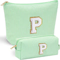YOOLIFE Makeup Bag for Women - Monogram Cute Initial Makeup Bags Cosmetic Toiletry Pouch Make Up Case for Women Her Best Friend Friendship Sister Teacher, Personalized Birthday Gifts for Women P