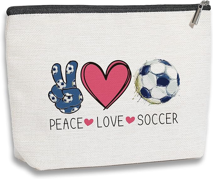 Soccer Gifts Makeup Bag, Coach & Team Gifts for Football Lovers, Cosmetic Bags for Women Girls, Birthday Christmas Gifts for Mom Friends Female, Soccer Stuff Accessories