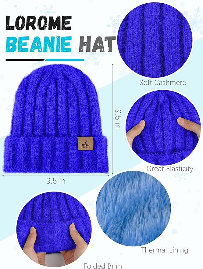 Winter Beanie Hat Scarf Gloves, Warm Fleece Knit Hat Long Scarf Neck Warmer Touch Screen Winter Gloves Set Gifts for Women