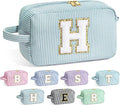YOOLIFE Initial Makeup Bag - Monogram Cute Makeup Bag Cosmetic Travel Toiletry Pouch Make Up Case for Women Mom Best Friend Friendship Sister Teacher, Personalized Birthday Gifts for Women Her H