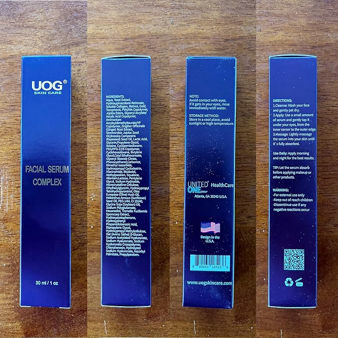 UOG (United One) Face Serum Complex – Hydrating & Firming Face Serum| Lifts, Tightens & Improves Skin Texture | Reduces Fine Lines & Wrinkles for Neck & Jawline | 50ml/1.7oz