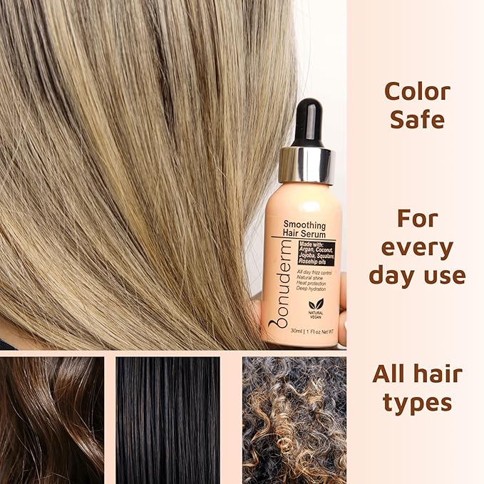 Hair Oil for Frizzy, Damaged, Dry Hair | Hydrating, Lightweight, Vegan & Natural Hair Oil | Tames Frizz, Adds Shine, Softness, Conditioning & Heat Protectant for All Hair Types