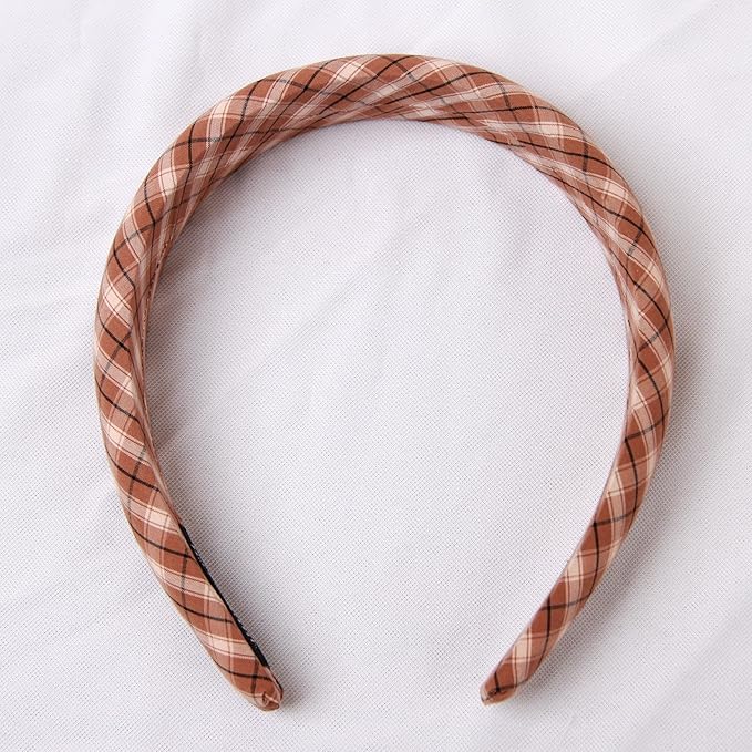 Headband and Scrunchie Set for Women 2Pack Hair Ties for Girls Elastics Bands Ponytail Holder Hair Accessories Coffee Lattice