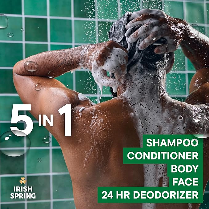 Irish Spring 5 in 1 Body Wash for Men, Men's Body Wash, Smell Fresh and Clean for 24 Hours, Conditions and Cleans Body, Face, and Hair, Made with Biodegradable Ingredients, 30 Oz Pump