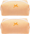 PAZIMIIK 2PCS Cozy Makeup Bag Small Aesthetic Travel Zipper Cosmetic Pouch for Women Make Up Beauty Accessories Brushes, Stripe Orange