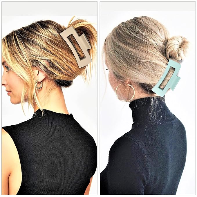 79Style Hair Clips for Women & Girls, 6Pcs Large Medium Square & Banana Claw Clips for Thick Hair, Strong Hold Hair Styling Accessories, Ocean