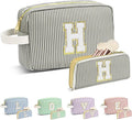 Travel Makeup Bag Christmas Gifts for Women Girl Teens, Personalized Initial Makeup Bag for Cute Teen Girls, Preppy Stuff Toiletry Bag Cosmetic Bag, Teen Girls Gift Trendy Stuff, Letter H