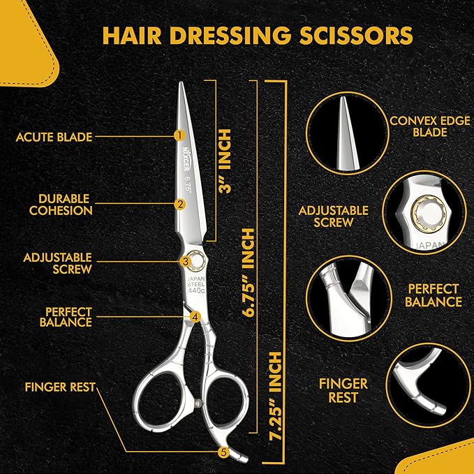 Professional Sword Hairdressing Scissors - 6.75" Precision Hair Cutting Scissors C440 Japanese Steel, Featuring Long-lasting Sharpness and an Exquisite Design