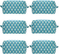 PAZIMIIK Checkered Makeup Bag for Purse Portable Zipper Make Up Pouch Small Cosmetic Case for Travel Accessories (6PCS Lake Blue)