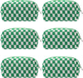 PAZIMIIK Checkered Makeup Bag for Purse Portable Zipper Make Up Pouch Small Cosmetic Case for Travel Accessories (6PCS Green)