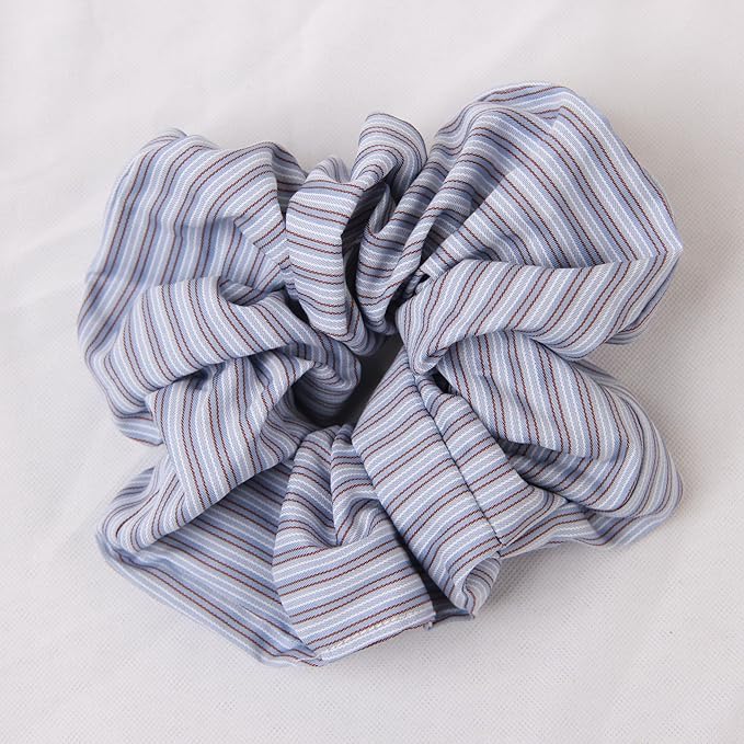Headband and Scrunchie Set for Women 2Pack Hair Ties for Girls Elastics Bands Ponytail Holder Hair Accessories Blue Stripe
