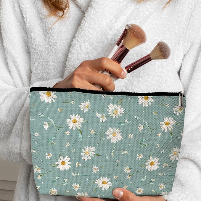 GREOXG Floral Makeup Bag, Small Travel Cosmetic Bag with Zipper, Cute Makeup Pouch Gift Ideas for Women Teen Girls Friends Mom Sisters Teacher Birthday Christmas Wedding Graduation-E21