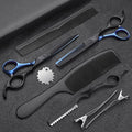 JASON Hair Cutting Scissors Kit - Professional 10 PCS Haircut Scissors Set with 6.7" Thinning/Texturizing Scissors, Straight Shears for Men Women Home Salon Barber (30 Teeth, Black & Blue) Christmas