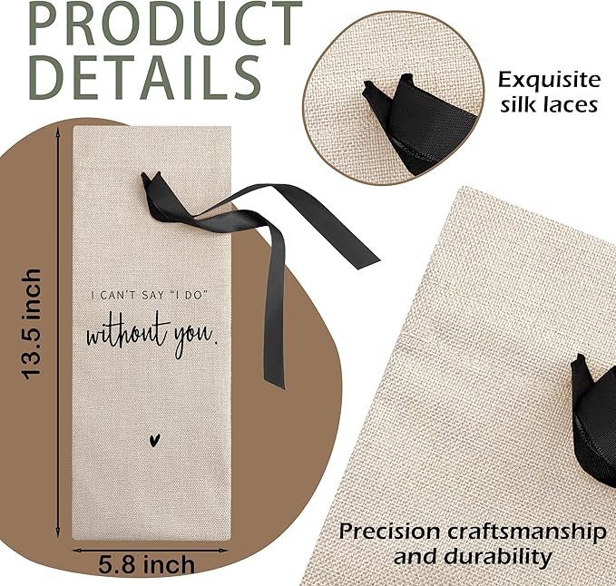 RYIGYWE Black Bow Ribbon Ideas Engagement Gift Wine Bag - 1 PCS Godparents Proposal for Bridesmaids Bride Groom Couples Her Him Officiant Gift for Getting Married Engagement Bridal Shower - A59
