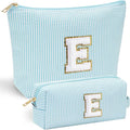 YOOLIFE Initial Makeup Bag for Women - Monogram Cute Makeup Bags Cosmetic Toiletry Pouch Make Up Case for Women Her Best Friend Friendship Sister Teacher, Personalized Birthday Gifts for Women E